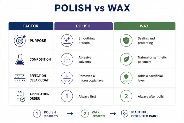 Polish vs Wax Car Care Guide Infographic
