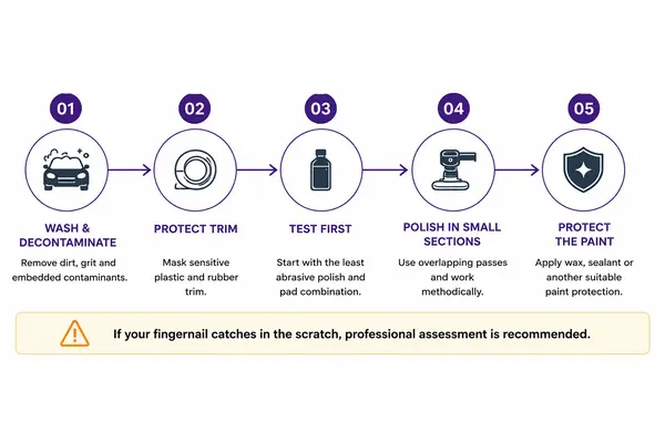 How to polish out scratches on a car process infographic